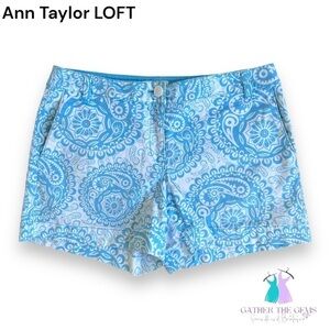 ANN Taylor LOFT Women’s Blue and White Paisley Shorts